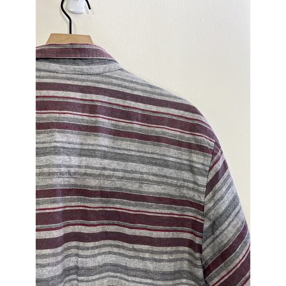 Iron Resin Striped XL Western USA Rodeo Canvas Work Chore Farm Button Up Shirt - Picture 12 of 15